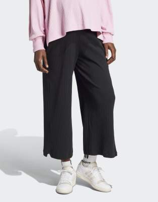 adidas Performance - Gerippte 7/8-Umstandshose in Schwarz mit hohem Bund