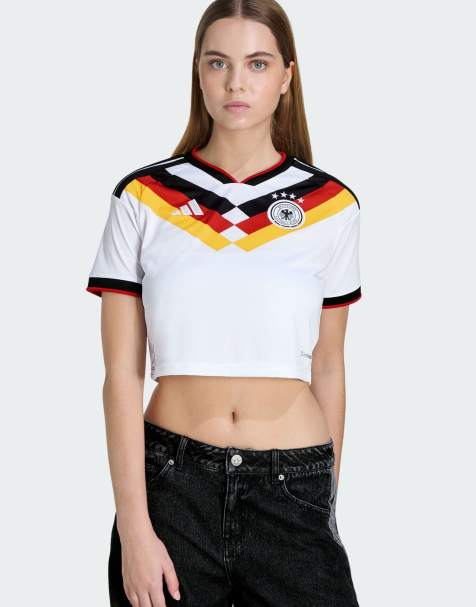 adidas performance Germany 26 home cropped jersey in white