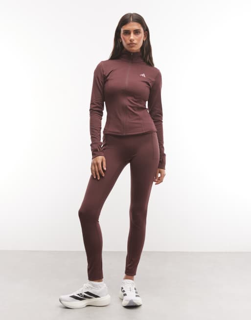 adidas Performance giacca con zip Three Stripes Studios bordeaux, 2 di 4
