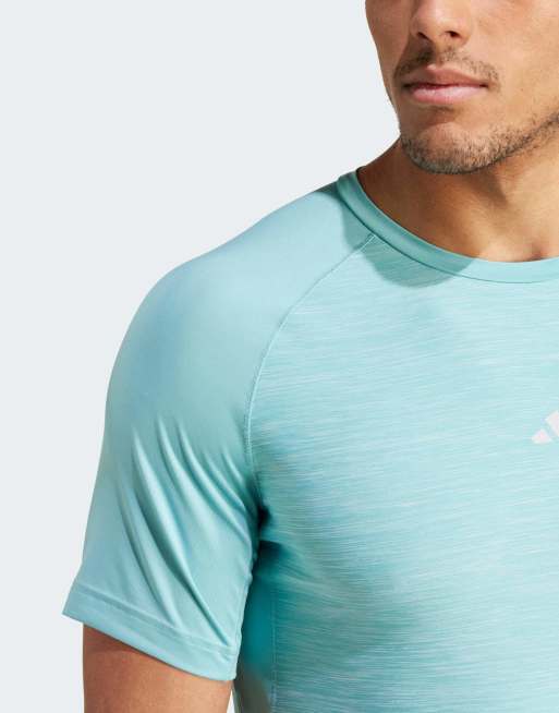 adidas Performance - Gym+ - T-shirt da allenamento color menta mélange con 3 strisce, 2 di 4