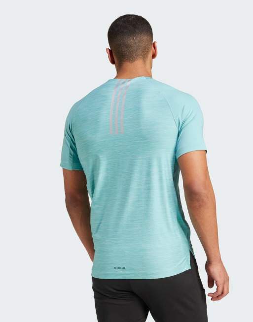 adidas Performance - Gym+ - T-shirt da allenamento color menta mélange con 3 strisce, 3 di 4