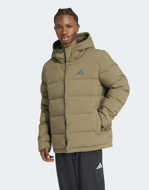 adidas performance - Helionic Climawarm - Piumino color oliva strata con cappuccio