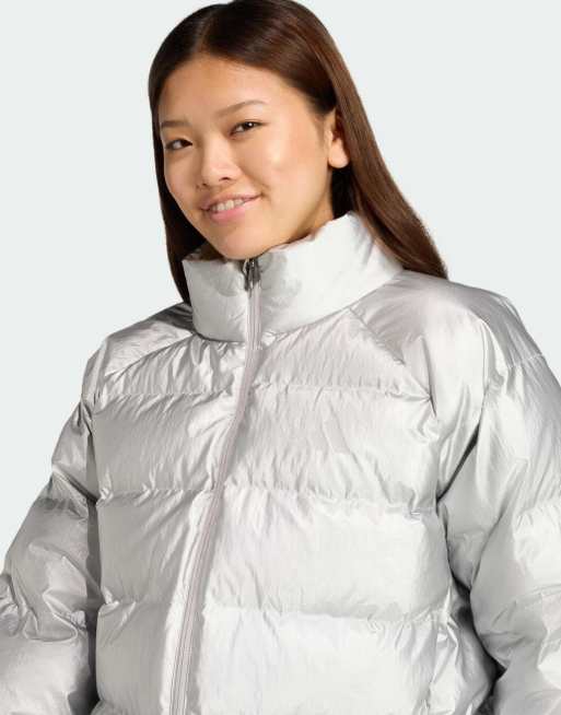 adidas Performance – Helionic Holiday Climawarm – Srebrna metaliczna kurtka ocieplana, 3 z 4