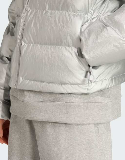 adidas Performance – Helionic Holiday Climawarm – Srebrna metaliczna kurtka ocieplana, 4 z 4