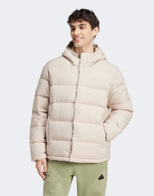 adidas Performance helionic hooded down jacket in beige