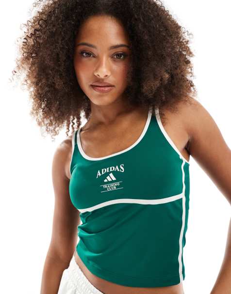 adidas performance Heritage tank top with integrated low-support bra in collegiate green / chalk white - view 1