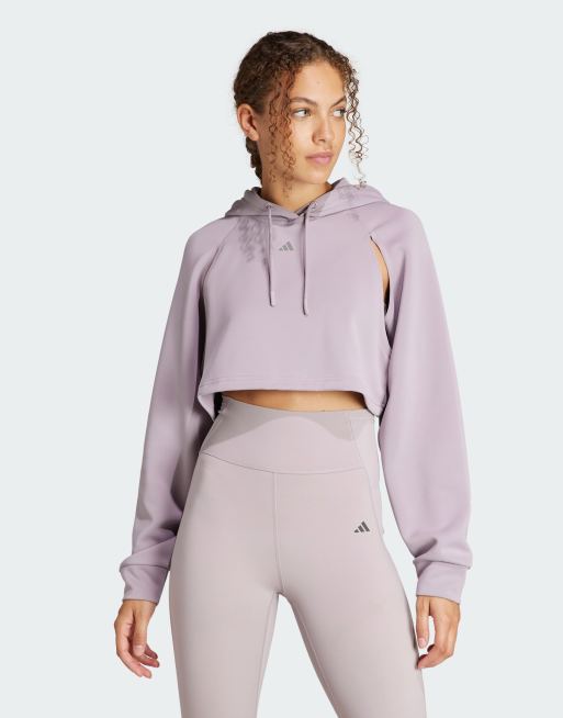 adidas Performance HIIT Aeroready crop training hoodie in purple