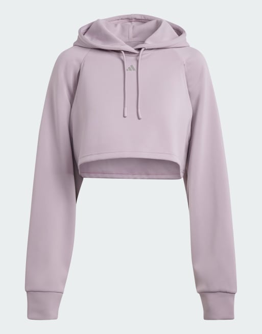 adidas Performance HIIT Aeroready crop training hoodie in purple