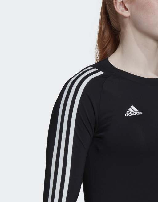 adidas Performance Hilo Maglia a maniche lunghe nera e bianca