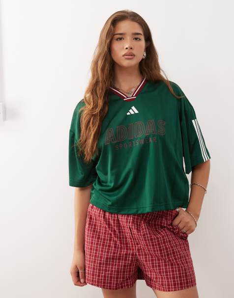 adidas Performance House of Tiro cropped T-shirt in dark green - view 1