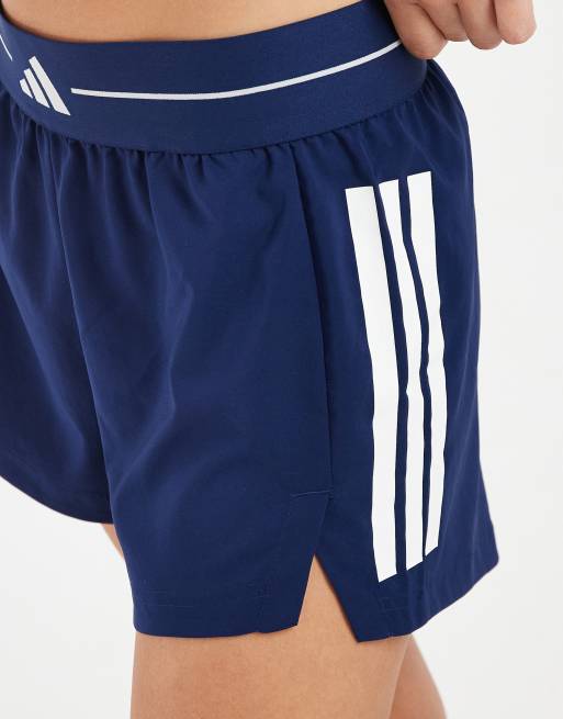 adidas performance Hyperglam 3-stripes woven shorts in dark blue, 3 of 5