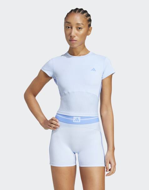 adidas Performance – Hyperglam – Blå, ribbad t-shirt i baby-design - view 1