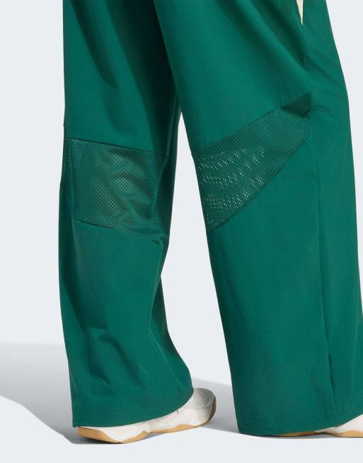 adidas performance Hyperglam color block wijde geweven broek in collegiate green, 4 van 4