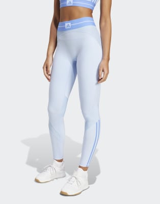 adidas Performance - Hyperglam - Gerippte Leggings in voller Länge in Glow Blue/Blue Fusion-Blau