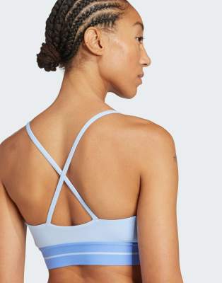 adidas Performance - Hyperglam - Geripptes Bustier in Glow-Blau/Blau-Fusion