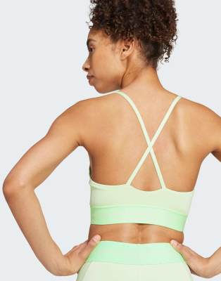 adidas Performance - Hyperglam - Geripptes Bustier in Grün und Lime Burst