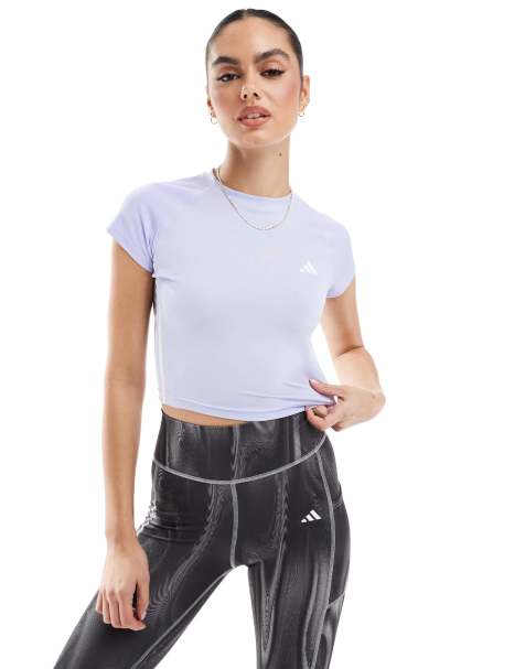 adidas Performance – Hyperglam – Geripptes T-Shirt in Lila - view 1