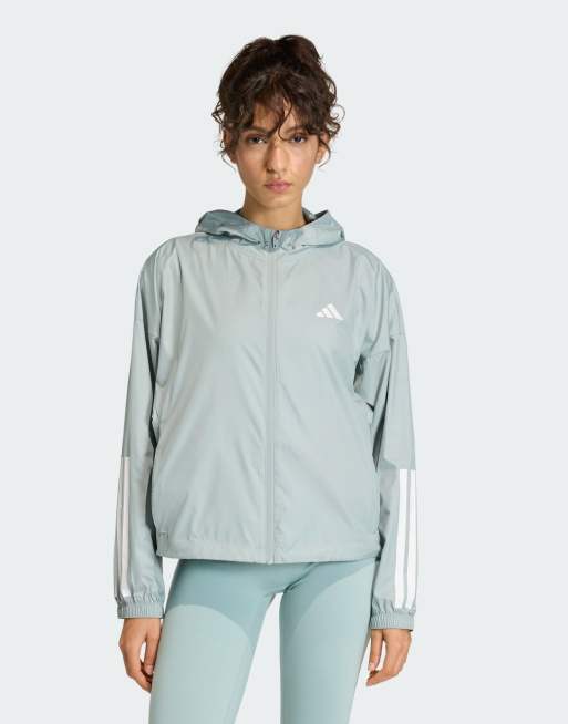 adidas performance - Hyperglam - Giacca a vento con 3 strisce color salvia wonder
