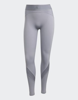 adidas Performance - Hyperglam - Hochglanz-Leggings in voller Länge in Halo Silver / Grau-Silber