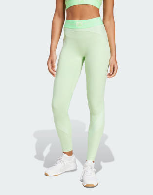 adidas Performance - Hyperglam - Legging côtelé - Vert semi-étincelant/citron vert fluo