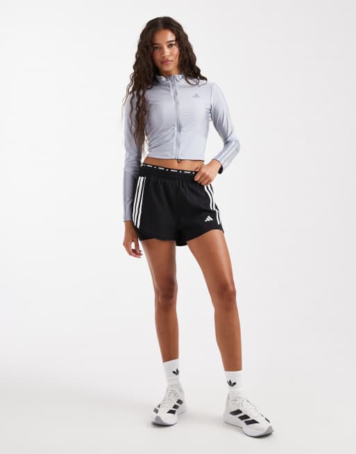 adidas performance Hyperglam shine full-zip cover-up in silver and grey, 2 of 4