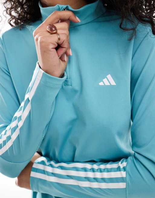 adidas Performance Hyperglam Training Quarter Zip track top in turquoise