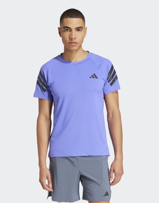 adidas Performance – Icon – T-shirt z 3 paskami w kolorze kobaltowoniebieskim i czarnym