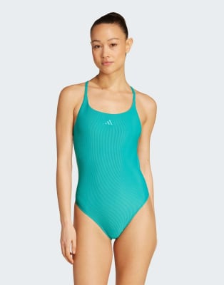Iconisea - Maillot 1 pièce rembourré côtelé à fines bretelles - Sarcelle pur-Bleu W26