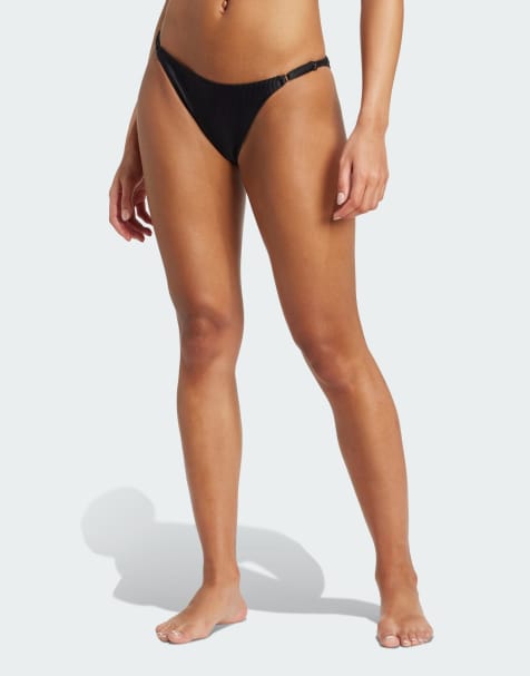 adidas performance Iconisea ribbed bikini bottom in black - view 1