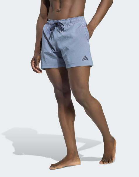 adidas Performance - Iriserende seersucker zwemshort van 5 inch in donkerblauw - view 1