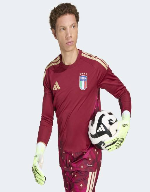 adidas performance Italy 26 home goalkeeper long sleeve jersey in team coll burgundy 2, 3 of 4