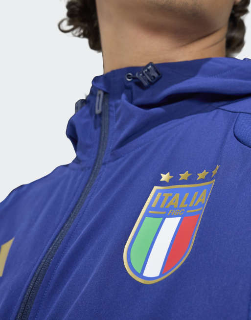 adidas Performance - Italy Tiro Travel - Blå vindjakke med lynlås, 4 af 4