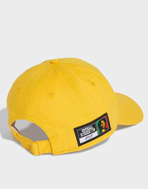 adidas performance Jamaica 26 x Bob Marley baseball cap in bold gold and black, 4 of 4
