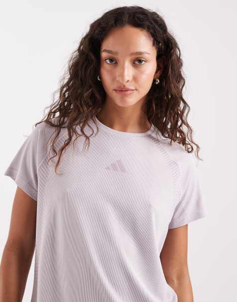 adidas Performance – Jasnofioletowy dzianinowy T-shirt bezszwowy - view 1