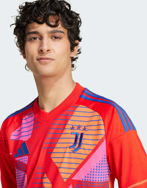 adidas performance – Juventus 24/25 – Röd och blå målvaktströja i jersey med korta ärmar, 4 av 4