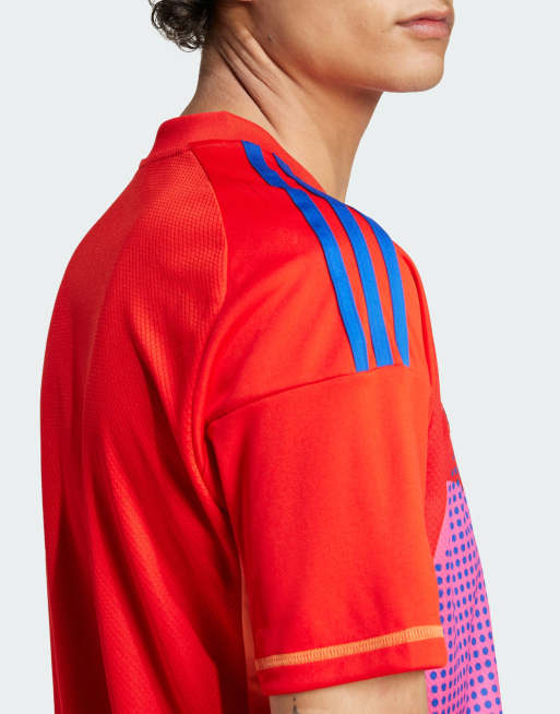 adidas performance Juventus 24/25 short sleeve goalkeeper jersey in red / royal blue, 3 of 4