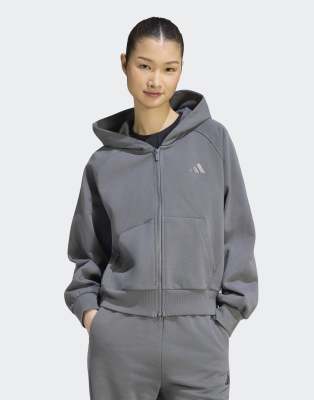 Adidas Donna Grigio Womens Felpa Con Cappuccio Kit Small Logo Full Zip Taglia XL, JD Sports - Immagine 3