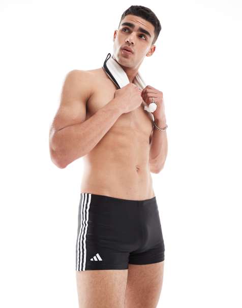 adidas Performance – Klassische Bade-Boxershorts in Schwarz mit den 3 Streifen - view 1