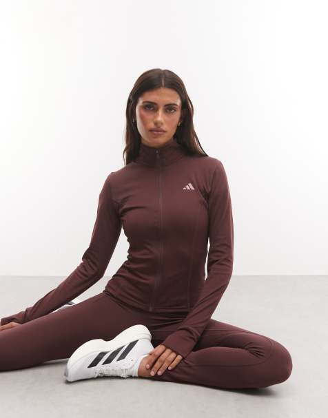 adidas Performance kurtka zapinana na zamek Three Stripes Studios w kolorze burgundowym - view 1