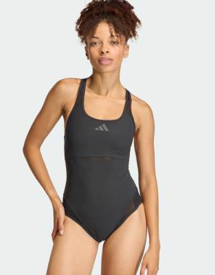 adidas Performance - Lanelux - Badeanzug aus Mesh in Schwarz mit Y-Rücken