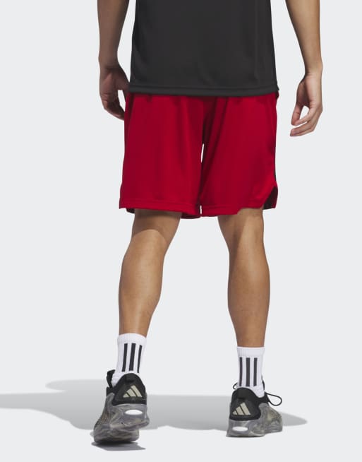 adidas performance Legends 3-stripes basketball shorts in team power red 2 / black, 2 of 4
