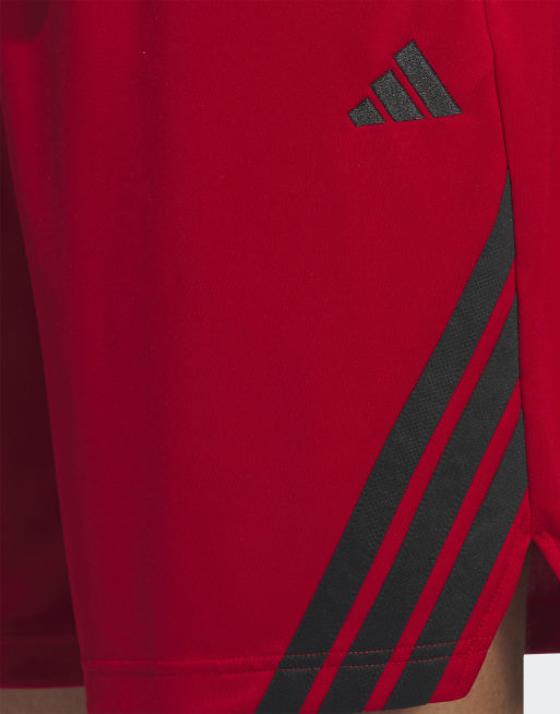 adidas performance Legends 3-stripes basketball shorts in team power red 2 / black, 3 of 4