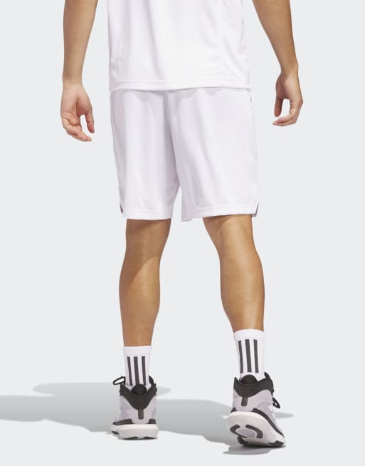 adidas Performance – Legends – Biało-czarne szorty koszykarskie z 3 paskami, 3 z 5