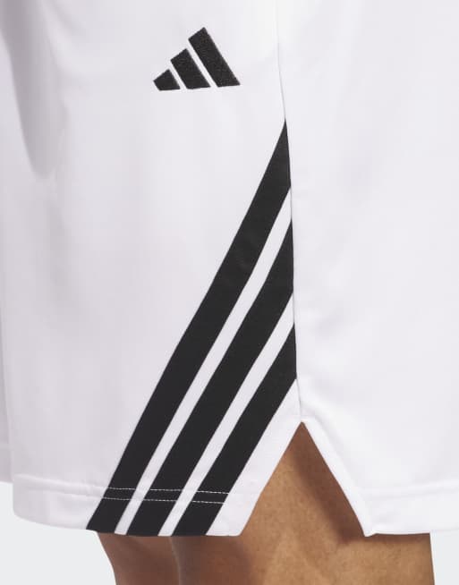 adidas Performance – Legends – Biało-czarne szorty koszykarskie z 3 paskami, 4 z 5