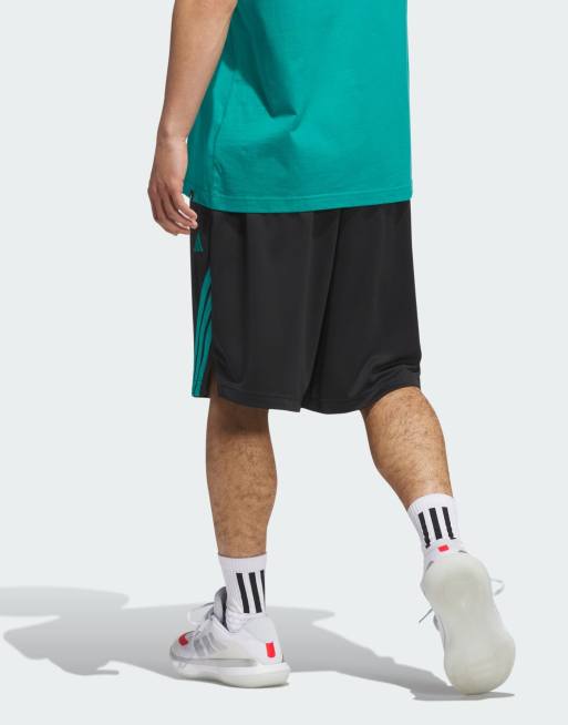 adidas performance – Legends – Czarno-turkusowe szorty koszykarskie z 3 paskami, 4 z 4