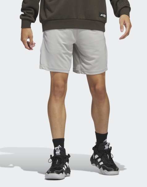 adidas Performance – Legends – Grå och vita basketshorts med 3 ränder - view 1