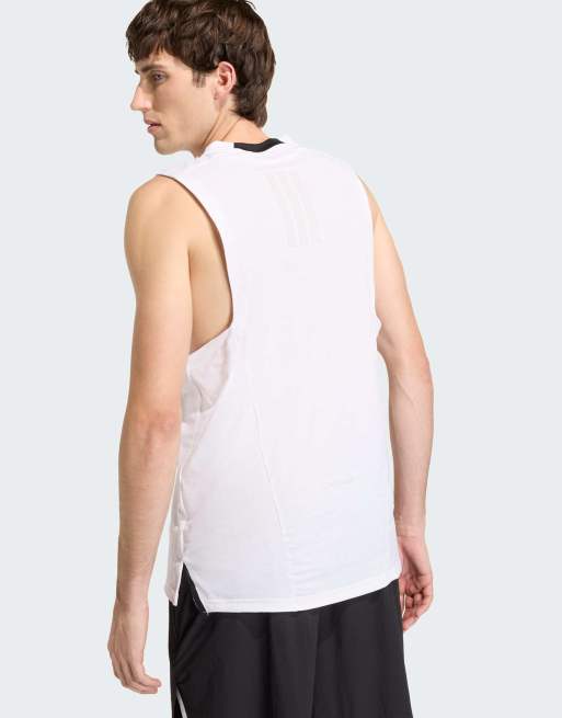 adidas performance Les Mills graphic tank top in white / ice purple, 3 of 4