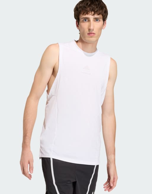 adidas Performance - Les Mills - Tanktop met grafische print in wit en ijspaars, 2 van 4