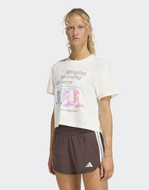 adidas Performance - Lesmills Movers - T-shirt met grafische print in gebroken wit - view 1