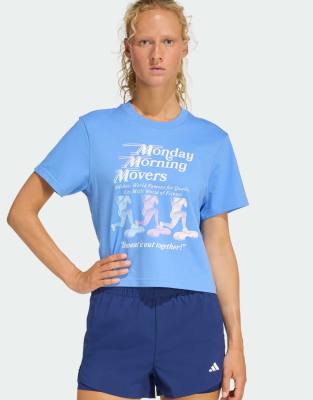 adidas Performance - Lesmills - T-Shirt in Fusion-Blau mit Movers- Aufdruck